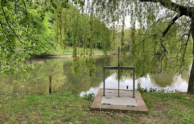 Reparatur am Kleinen Parkteich von Schloss Sondershausen