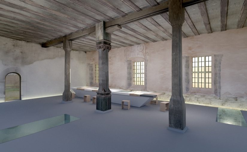 Projektidee für das Refektorium von Kloster Veßra  „Refektorium. Schichten – Geschichten – Klostergeschichte“